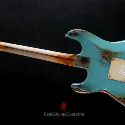 Fender Stratocaster 60th  Anniversary Daphne Blue Heavy Aged Relic by East Gloves Customs image 17