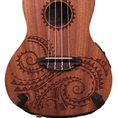 Luna Guitars Ukulele Concert Tattoo LEFTY w/Preamp, UKE TEC MAH L image 2