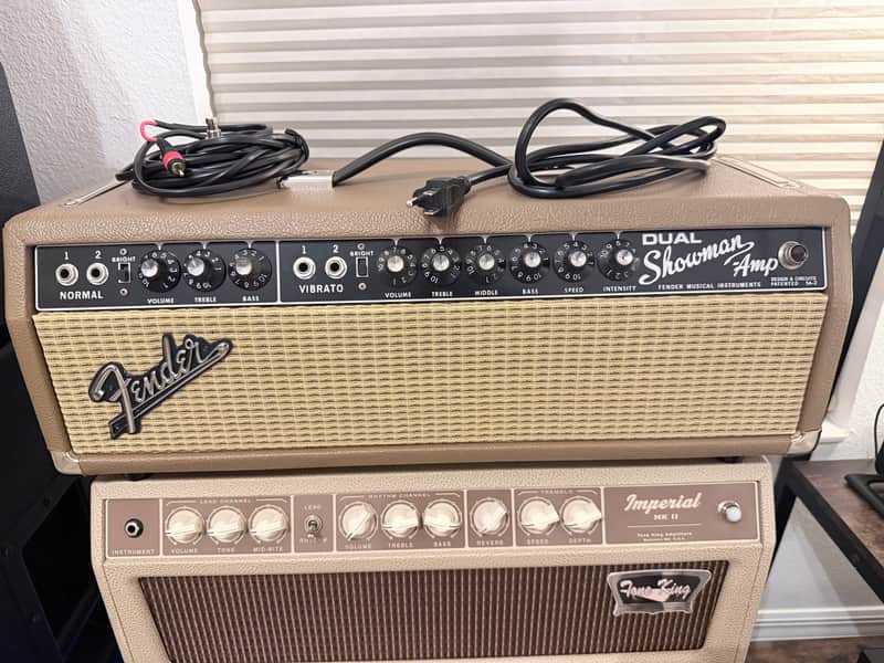 Fender Dual Showman 2-Channel 85-Watt Guitar Amp Head 1965 - Black Panel image 1