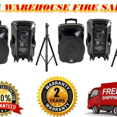2 MR DJ DSP4000 PAIR 15" 4000W Bluetooth Portable PA DJ Speaker Stands image 1