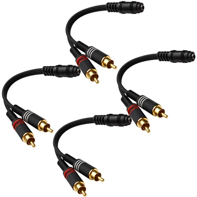 Seismic Audio SA-i2RM1E-4PACK 1/8" TRS Female to Dual RCA Male Patch Cables (4-Pack) image 1
