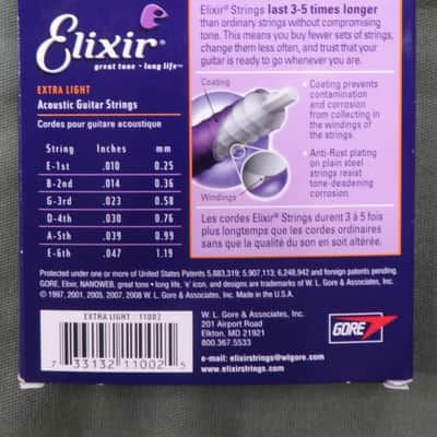 Elixir 11002 Nanoweb 80/20 Bronze Acoustic Guitar Strings - Extra Light (10-47) image 4