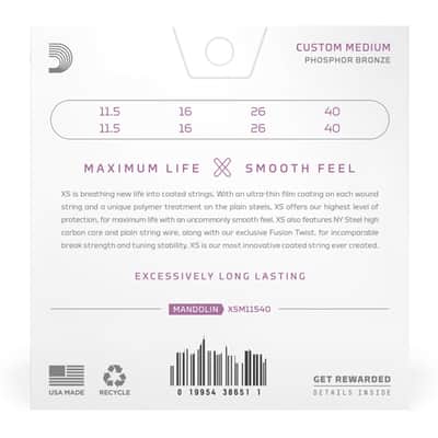 D'Addario XSM11540 Custom Medium Coated Mandolin Strings - 11.5-40 Custom Medium image 2