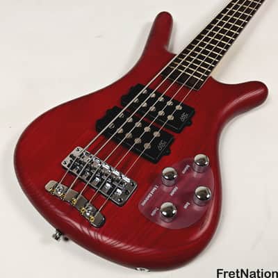 Warwick RockBass Corvette $$ 5-String Bass Burgundy Red Transparent Satin 10.56lbs #571855-25 image 4