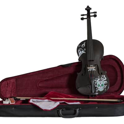 Sugar Skull Black Glitter  Violin - 3/4 image 4