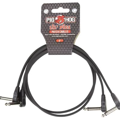 Pig Hog Lil' Pigs 2' Low Profile Flat Patch Cable - 24" - Black - 2 Pack