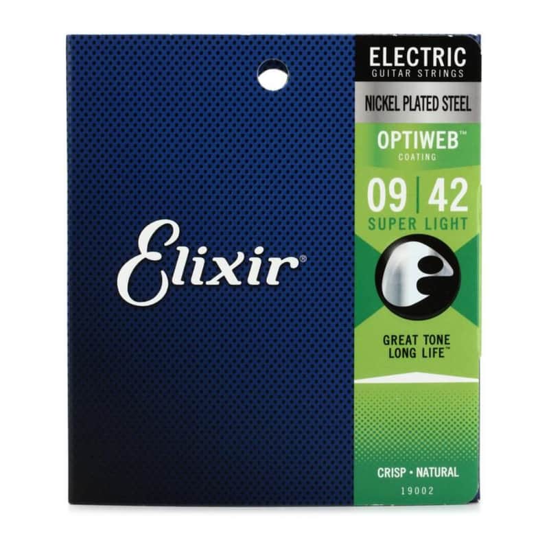 Elixir 19002 Optiweb Nickel Plated Steel Electric Guitar Strings - Super Light (9-42) image 1