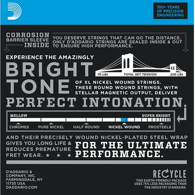 D'Addario EXL125 Nickel Wound Electric Strings, Super Light Top/ Reg Bottom 9-46 image 2