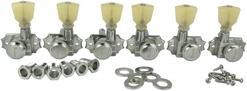 Revolution Diecast Tuners - 3 Per Side - Pearloid Keystone Button, Locking Chrome image 1