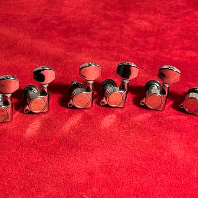 Unmarked 6 In-Line Lefty Or Reverse Headstock Right Chrome Tuning Machine Heads image 1