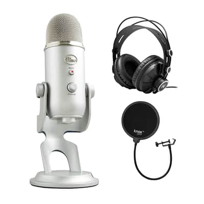 Blue Microphone Yeti USB Mic (Silver) with Knox Gear Headphones Bundle image 1