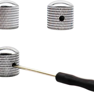 3Pcs Guitar bass Knobs Nickel Metal Volume Tone 6mm Dome Speed Control Knobs Equipped with a screwdriver for Fender Strat Telecaster Gibson Les Paul Guitar Bass Accessories(Chrome) image 3
