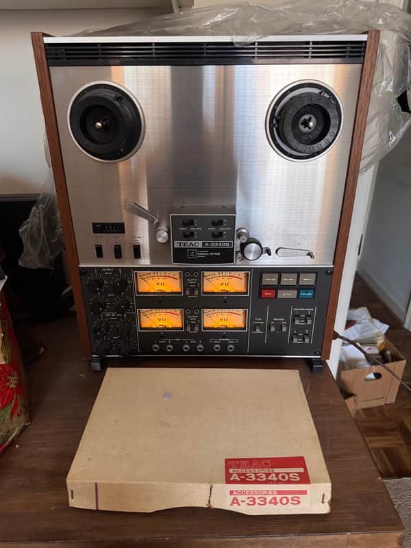 TEAC A-3340S 1/4" 4-Track Reel to Reel Tape Recorder 1970s - Silver image 1