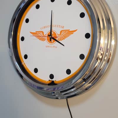 Gibson Guitars Orange Neon Wall Clock Killer Cool Man Cave, Bar, Garage Item image 7