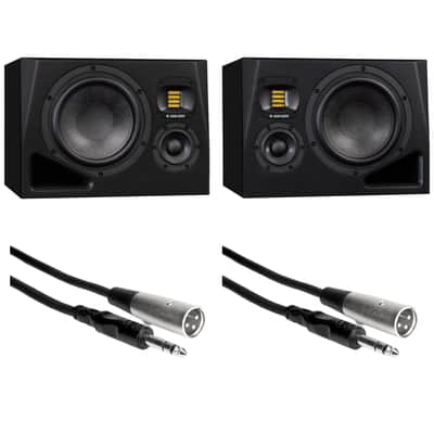 Adam Audio A8H Powered 3-Way Studio Monitor (Left and Right) Bundle with 1/4" to XLR Cables image 1