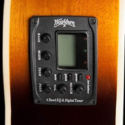 Washburn Festival EA15 Mini Jumbo Cutaway, Acoustic Electric Guitar, Tobacco Burst image 8