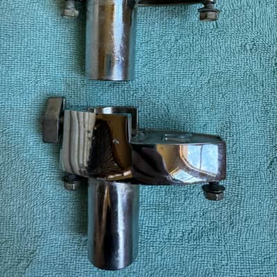 Rogers Two Tom Drum Mount or Spur brackets - Big R Memriloc XP8 - 1” Lot #5 70s - Chrome image 5
