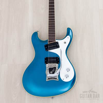 1996 Mosrite Ventures Model '63 Vintage Reissue Sidejack Blue w/ Vibramute & Case, Kurokumo image 2