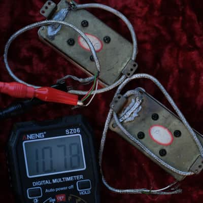2x NOS Vintage 70s White Red Rhodes Velvet Hammer duo 54 Humbucker Pickup (lot006) image 4