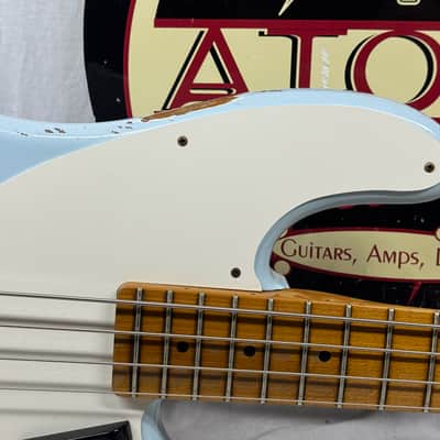 Fender USA Custom Shop '55 1955 Precision Bass Relic 4-string P-Bass with COA + Case 2020 - Sonic Blue / Roasted Maple neck image 3