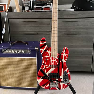 Custom made Frankenbass Wolfgang Van Halen Frankenstein Bass Musikraft Neck Frankenstrat - Red/White/Black image 12