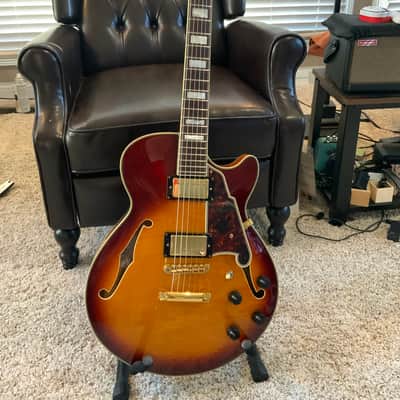 D'Angelico Excel EX-SS Semi-Hollow with Stop-Bar Tailpiece, 2016 Iced Tea Burst image 1
