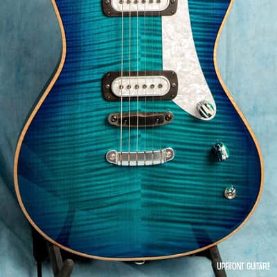 USED Powers Electric A-Type Select Blue Lagoon PF42 Electric Guitar SNA384 w/Original Soft Case image 2