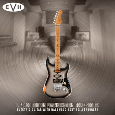 EVH Limited Edition Frankenstein Relic Series Electric Guitar, Maple Fingerboard (Silverburst) with EVH Hard Case image 2