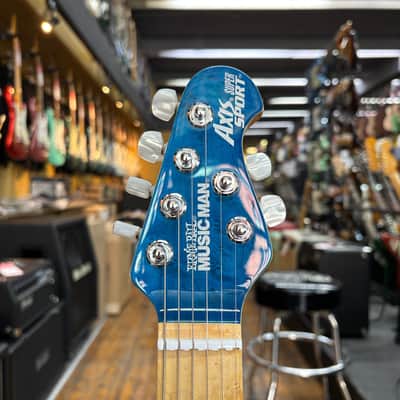 Ernie Ball Music Man Axis Super Sport MM90 Tremolo Electric Guitar 2012 Translucent Blue w/Hard Case image 7