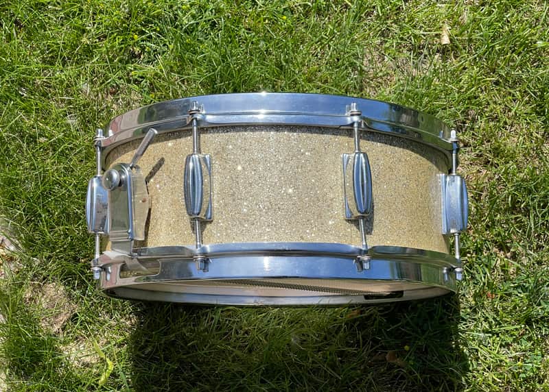 1960's MIJ 14" Gold/Silver Sparkle 5.5x14 Snare Drum Del Rey St. George image 1