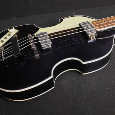 Hofner HCT-500/1L-BK Left Handed BLACK Contemporary Violin Beatle Bass with Tea Cups image 7