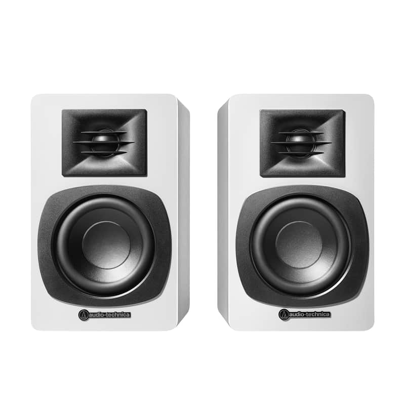 Audio-Technica AT-SP3XWH Powered Bookshelf Speakers (Pair, White) - 3" image 1