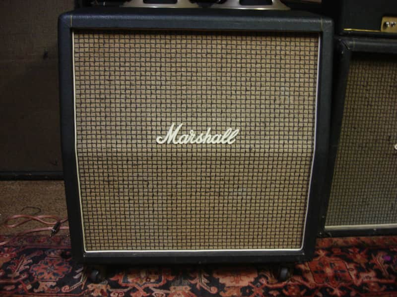 Marshall 1960A 4x12 Cabinet 1971 Celestion G12M T1221 75hz Pulsonic Cone Greenback RARE All Original image 1