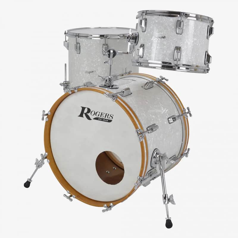 ~NEW!~ Rogers Powertone Series 3-Piece 13/16/22" Drum Kit Set in White Marine Pearl image 1