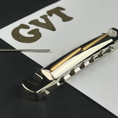 Faber RH Vintage Spec ALU Compensated Wraparound Tailpiece, Nickel, gloss, Intonation Bar: Brass image 3