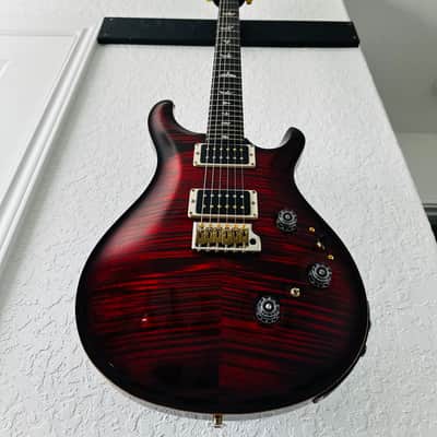 PRS P24 / Custom 24 Piezo 10-Top Fire Red Burst w/ gold hybrid hardware image 1
