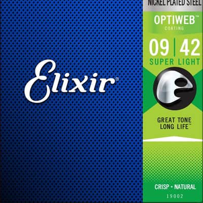 Elixir 19002 Optiweb Nickel Super Light Electric Guitar Strings (09-42) image 1