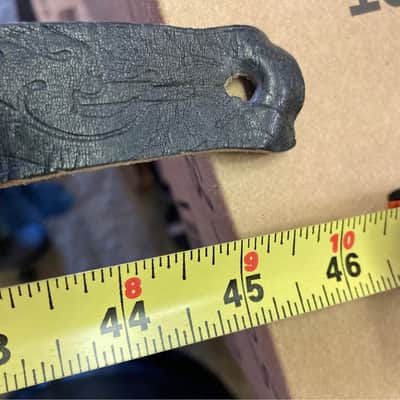 Older vintage Leather 3.5" wide single ply Guitar or Bass Strap in Black image 5