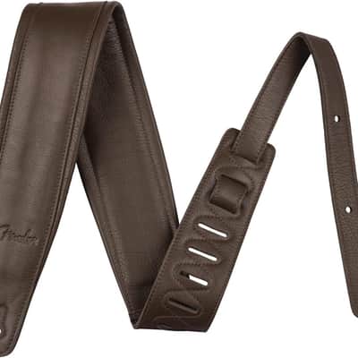 Fender Premium Luxurious Full-Grain Leather Guitar Strap, 3.5" Wide, Brown image 1