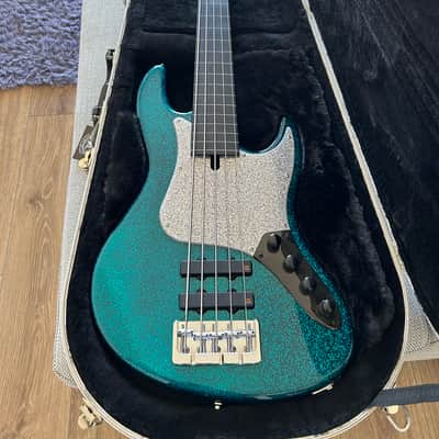 Modulus RevOLite Jazz 5 String Fretless 2024 - Blue/Silver Flake image 1