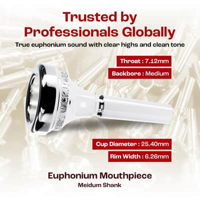 Denis Wick Classic Euphonium Mouthpiece Silver Plated, 5880E-6BM - Medium Backbore for Balanced Airflow & Tone - Medium Shank Fitting Euphonium Accessories for Easy Articulation 25.4 x 6.26 x 7.12mm image 4