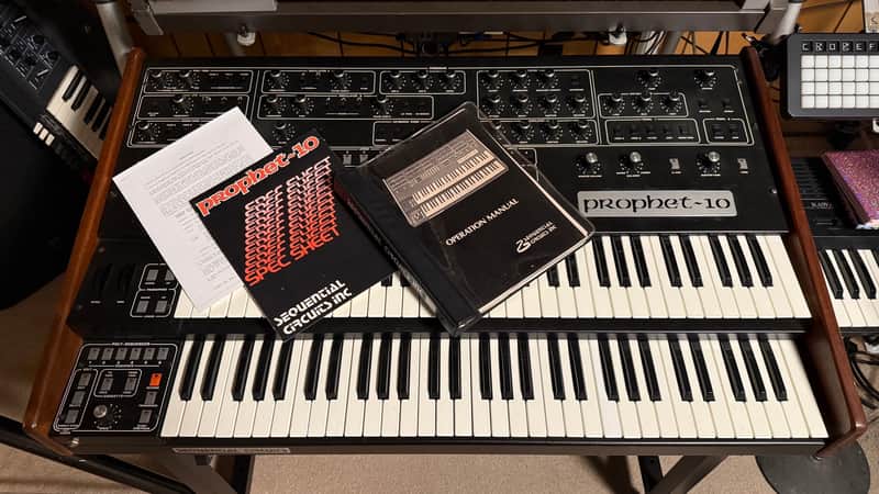 SERVICED & RESTORED Dual Manual PROPHET 10 Rev3 w/ORIGINAL OWNERS MANUAL, MIDI, Foot switch pedals, Road case, & Specs sheet - Sequential Circuits SCI image 1