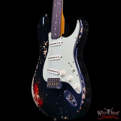 Fender Custom Shop 1960 Stratocaster Heavy Relic Aged Black over 3 Tone Sunburst 7.65 lbs image 2