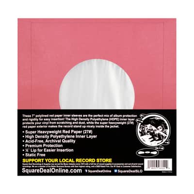 (100) Super Heavyweight Plastic Polylined Red Paper Inner Sleeves for 7 inch 45rpm Records - Archival Quality, Acid-Free, Static-Free - Premium Protection - #07IARE image 2