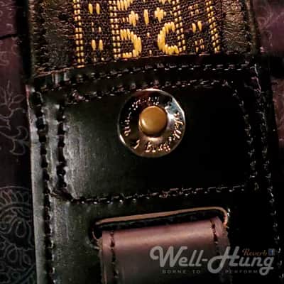 Well-Hung "1969 Series - Mother Popcorn" 3" wide padded black leather guitar strap image 6