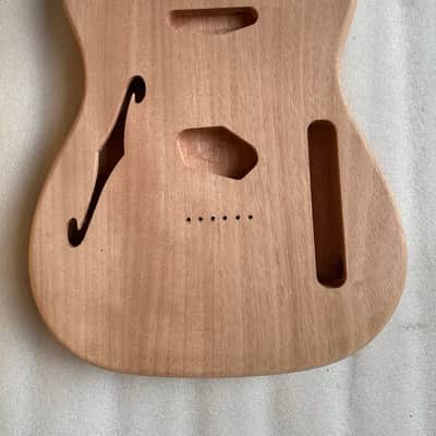 Mahogany Wood Telecaster Teler Style Guitar Body, F Hole Routing, String Through Bridge image 1