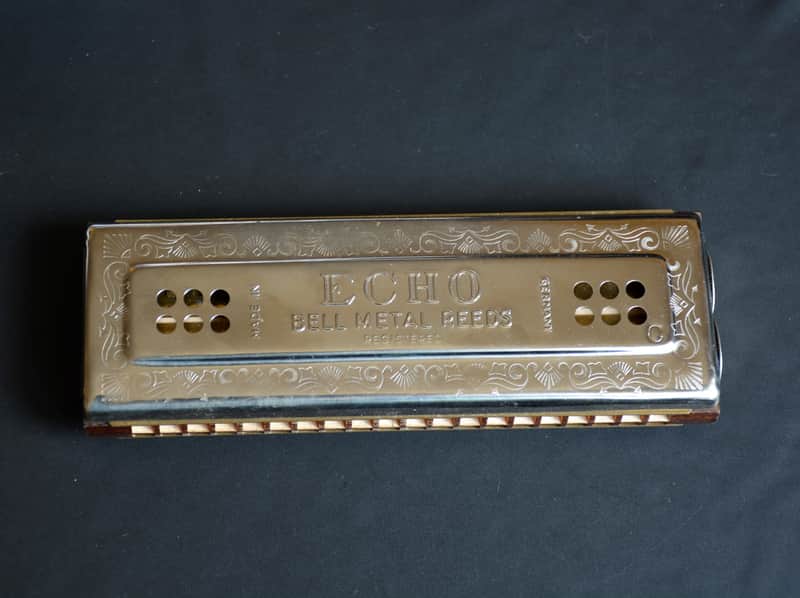 Hohner Echo Bell Metal Reeds Vintage Harmonica 1940's Made in