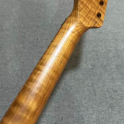 22 fret satin Roasted Flame Maple Electric guitar Neck Parts Inlay Locking nut image 4