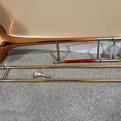 Trombone Conn Tenor 1950s - Silver plated slide and mouthpiece and rose brass bell image 2