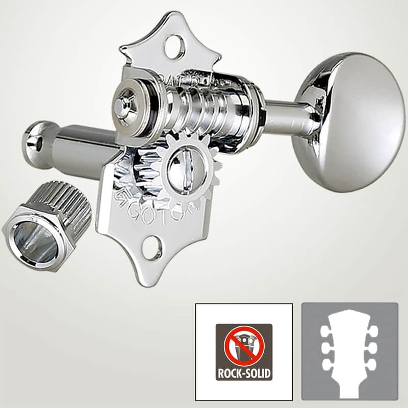 NEW Gotoh SE700-05M OPEN-GEAR Tuning Keys L3+R3 w/ OVAL Buttons 3x3 - NICKEL image 1